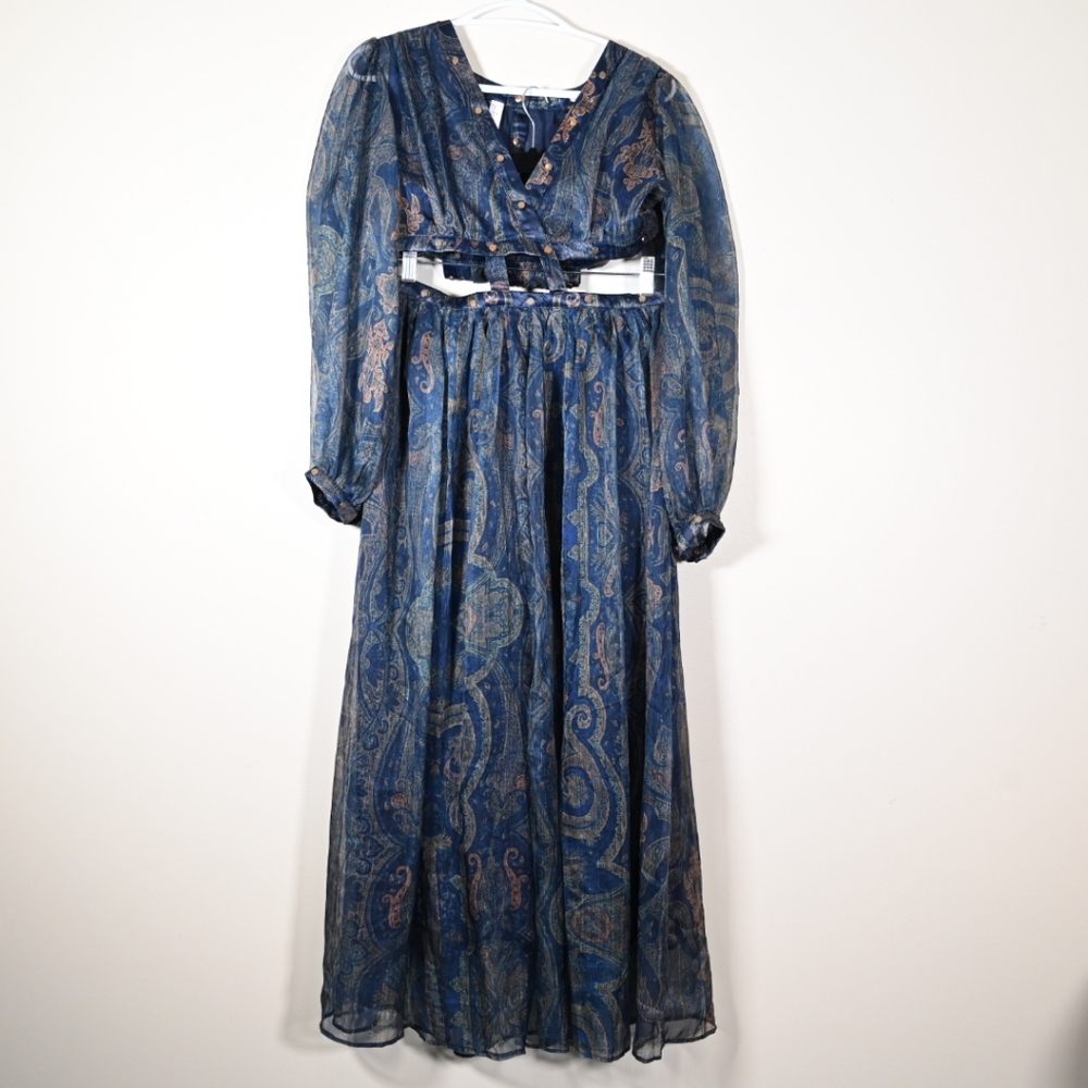 Soul + Sepia Maxi Skirt And Crop Top Set Blue M
